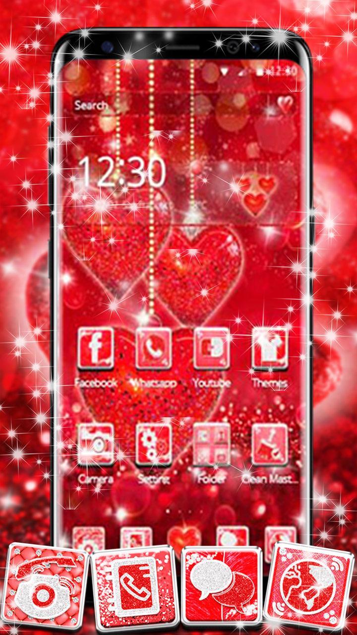 Red Glitter Heart Theme