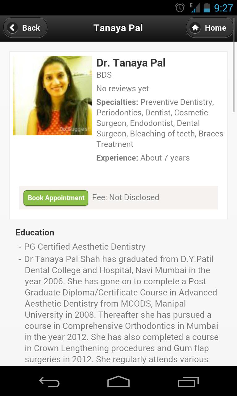 Dr Tanaya Pal Appointments