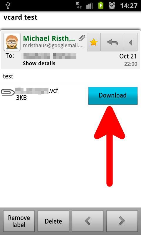 Import vCard Attachment DEMO