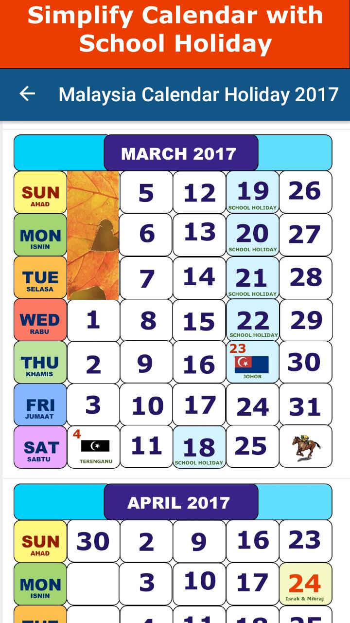 Malaysia Calendar Holiday 2017