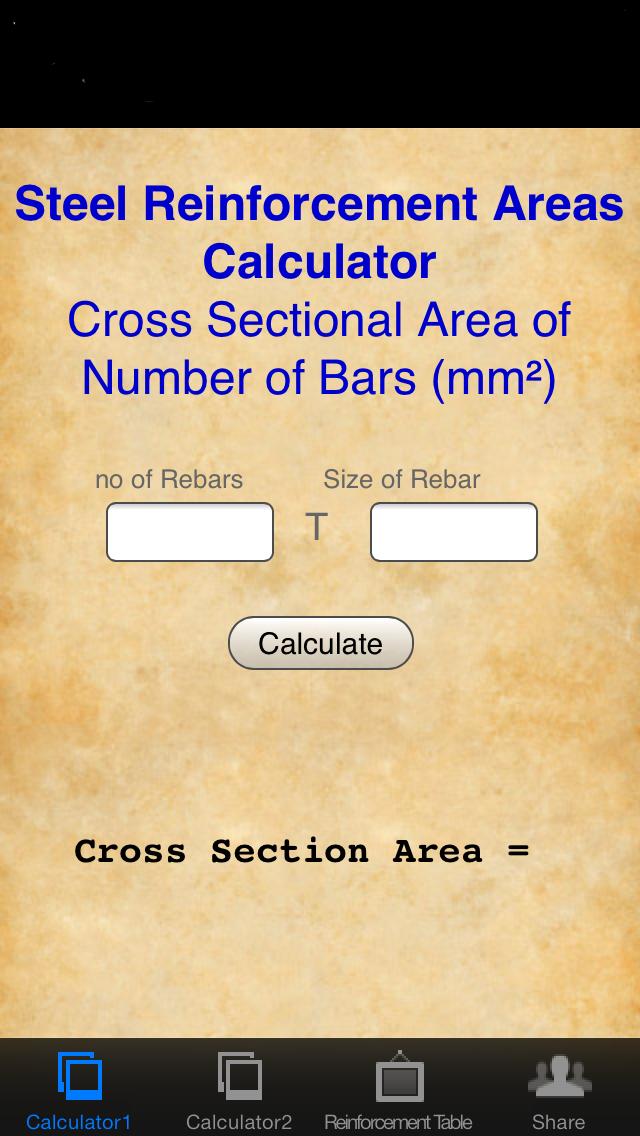 Reinforcement Areas Calculator